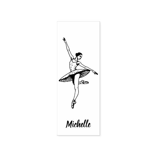 Modern Trendy Ballerina Ballet Dance Personalised  Rubber Stamp (Imprint)