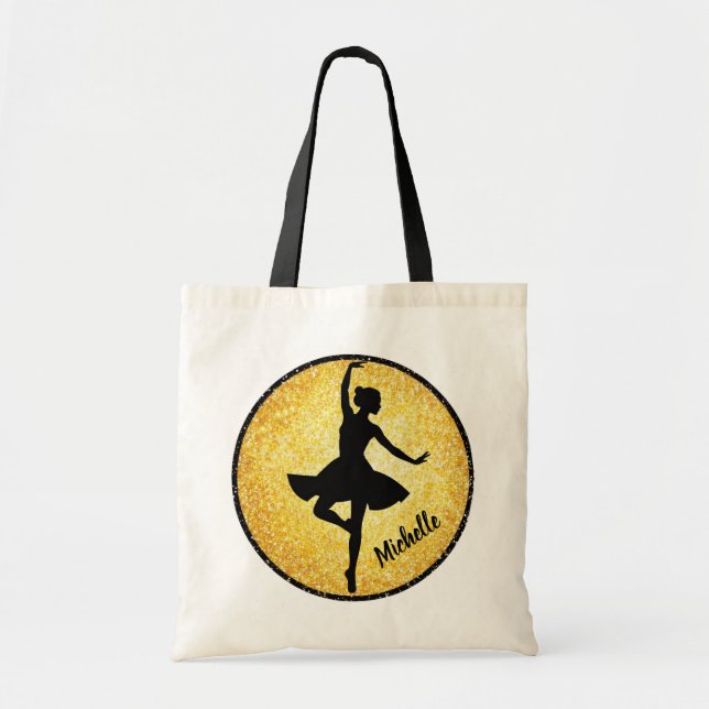 Modern Trendy Ballerina Ballet Dance Personalised  Tote Bag (Front)