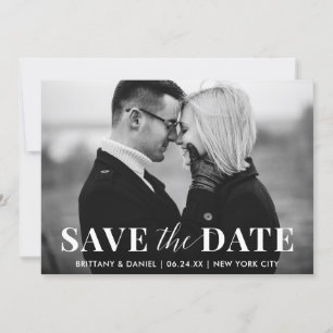 Modern Trendy Black and White Photo Save The Date
