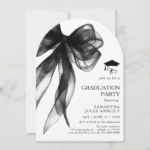 Modern Trendy Black Bow Graduation Party  Invitation