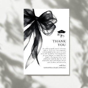 Modern Trendy Black Bow Graduation Party Thank You Card
