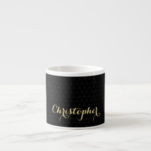 Modern Trendy Black Elegant Faux Gold Typography Espresso Cup