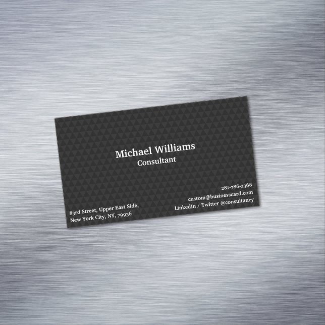 Modern Trendy Black Geometric Pattern Elegant Chic Magnetic Business Card (In Situ)