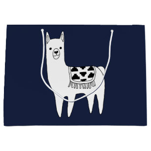 Modern Trendy Black & White Llama Large Gift Bag