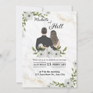 modern trendy black white vintage invitation