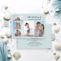 Modern Trendy Blue 5 Photo Wedding