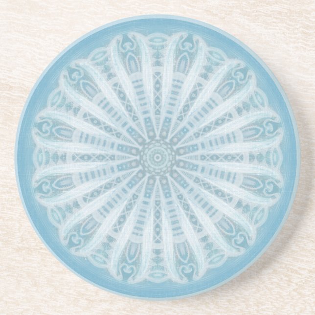 Modern trendy blue and turquoise boho design coaster (Front)