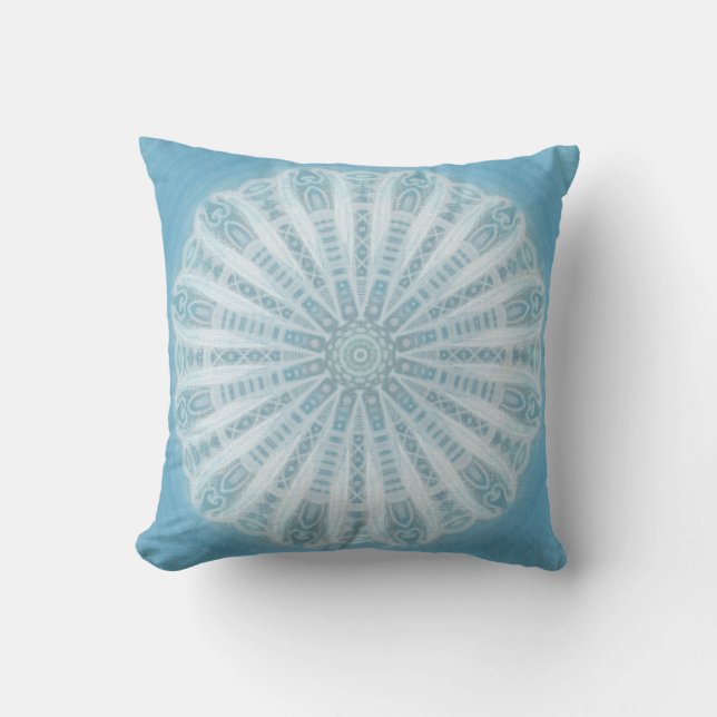 Modern trendy blue and turquoise boho design cushion (Front)