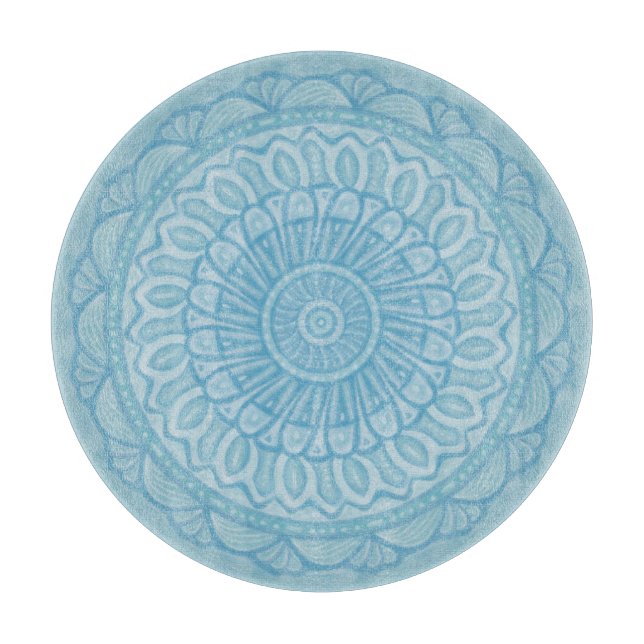 Modern trendy blue and turquoise boho design cutting board (Front)