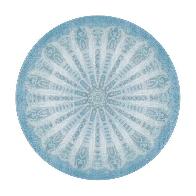 Modern trendy blue and turquoise boho design cutting board (Front)