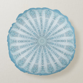 Modern trendy blue and turquoise boho design round cushion