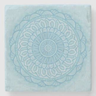 Modern trendy blue and turquoise boho design stone coaster