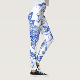 Modern trendy Blue and White Porcelain chinoiserie Leggings