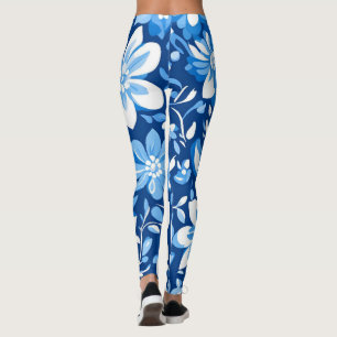 Modern trendy Blue and White Porcelain chinoiserie Leggings