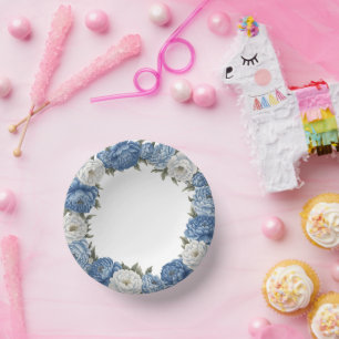 Modern trendy Blue and White Porcelain chinoiserie Paper Plate