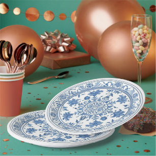 Modern trendy Blue and White Porcelain Paper Plate