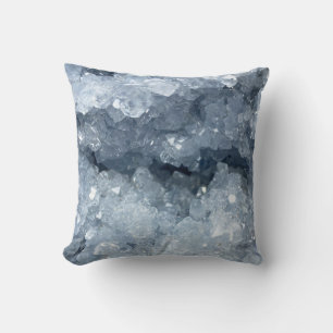 Modern Trendy Blue Celestite Crystal Agate Geode Cushion