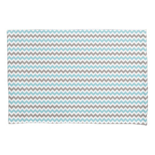 Modern Trendy Blue Grey Chevron Pattern Pillowcase