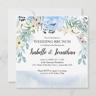 Modern &Trendy Blue Wedding Brunch Invitations