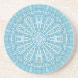 Modern trendy blue white and turquoise boho design coaster