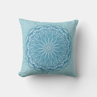 Modern trendy blue white and turquoise boho design cushion