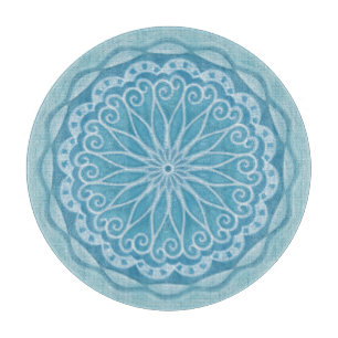 Modern trendy blue white and turquoise boho design cutting board