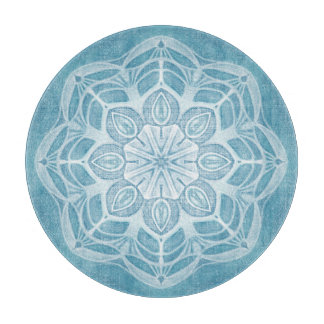 Modern trendy blue white and turquoise boho design cutting board
