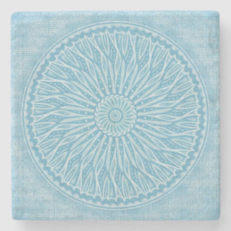 Modern trendy blue white and turquoise boho design stone coaster