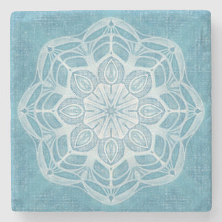 Modern trendy blue white and turquoise boho design stone coaster