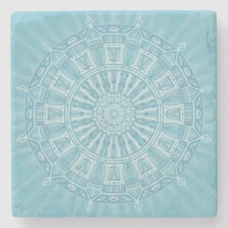 Modern trendy blue white and turquoise boho design stone coaster