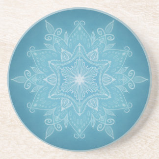 Modern trendy blue white turquoise boho mandala coaster