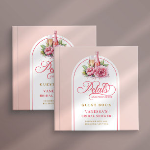 Modern trendy blush and gold petals prosecco guest book