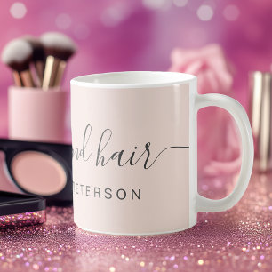 Modern trendy blush pink makeup name coffee mug
