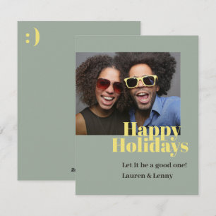 Modern Trendy Bold Bright Happy Script Photo   Holiday Card