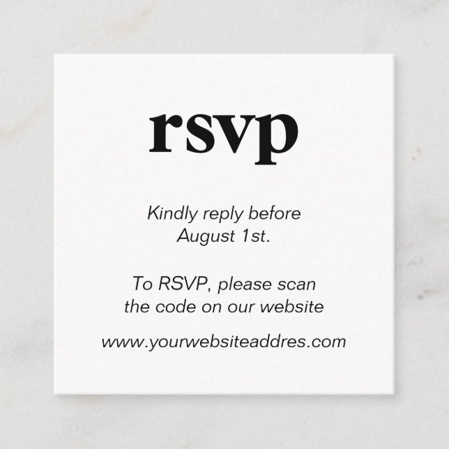 Modern trendy bold typography RSVP Enclosure Card (Front)