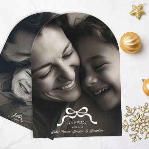 modern trendy bow 2 photo christmas arch cards