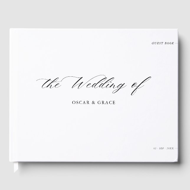 Modern Trendy Calligraphy Minimal Stylish Wedding Guest Book (Front)