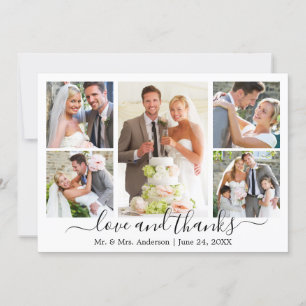 Modern Trendy Calligraphy Script Wedding 5 Photo Thank You Card