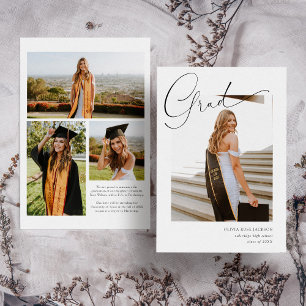 Modern Trendy Casual 4 Photo Graduation Announcement