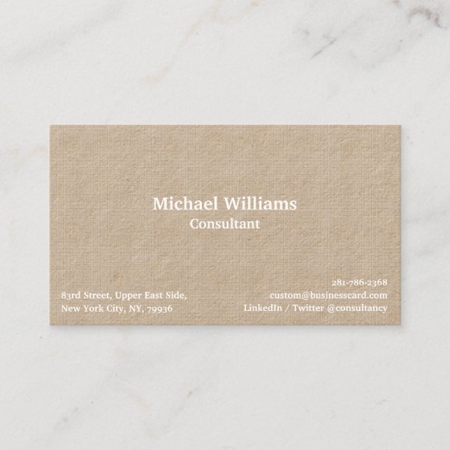 Modern Trendy Check Lines Pattern Chic Khaki Kraft Business Card (Front)
