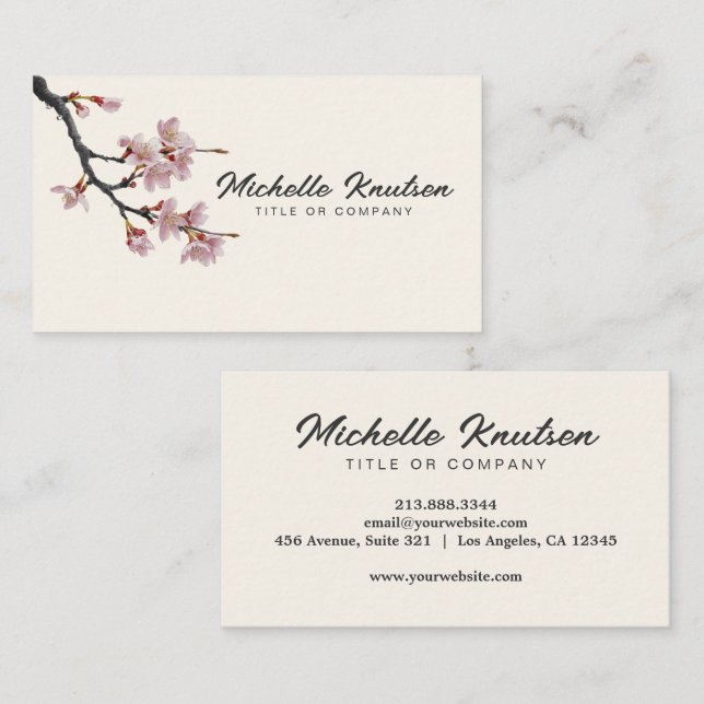 Modern Trendy Cherry Blossom Tree Branch           Business Card (Front/Back)