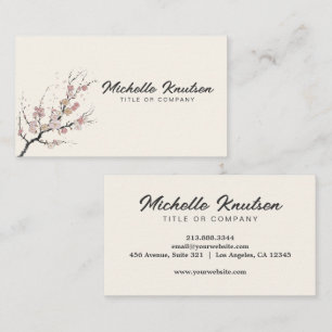 Modern Trendy Cherry Blossom Tree Branch Business Card