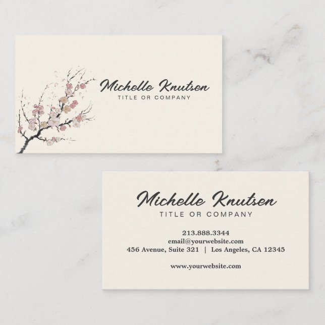 Modern Trendy Cherry Blossom Tree Branch           Business Card (Front/Back)