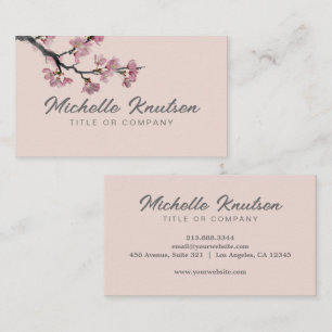 Modern Trendy Cherry Blossom Tree Branch Business Card