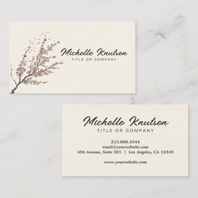 Modern Trendy Cherry Blossom Tree Branch           Business Card (Front/Back)