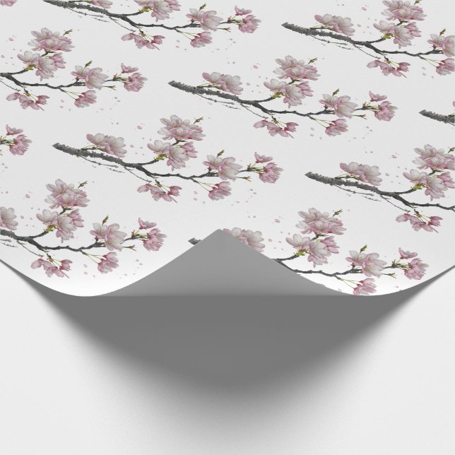 Modern Trendy Cherry Blossom Tree Branch           Wrapping Paper (Corner)