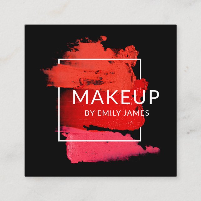 Modern Trendy Chic Makeup Artist Professional Square Business Card (Front)