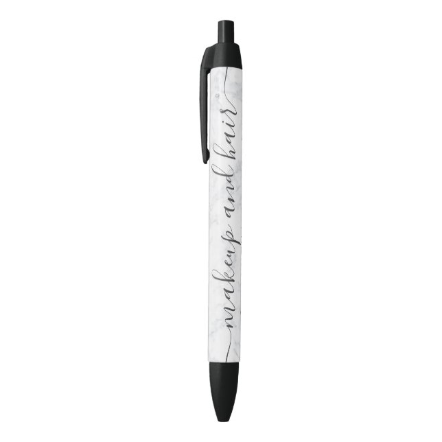 Modern trendy chic white marble ombre makeup name black ink pen (Top (Vertical))
