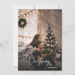 Modern Trendy Christmas Couple Photo  Holiday Card