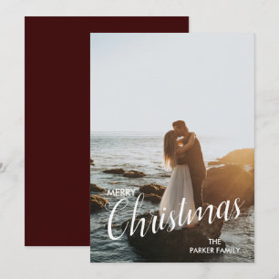 Modern Trendy Christmas Couple Photo Holiday Card